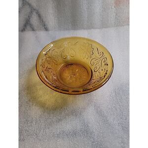 Vintage Tiara Sandwich Glass Amber‎ Depression Glass Small Bowl Candy Nut Dish